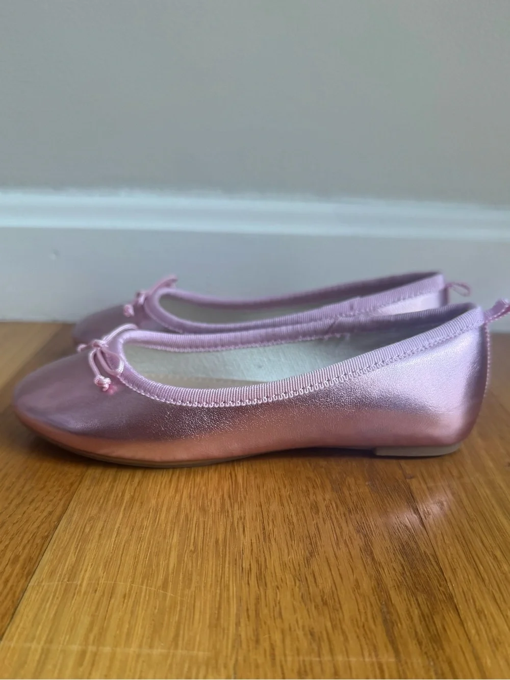 J. Crew Metallic Pink Girls' Ballet Flats with Bow